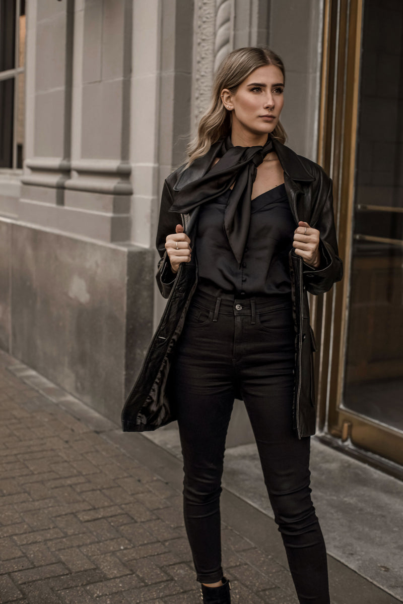 Genuine Black Leather Coat