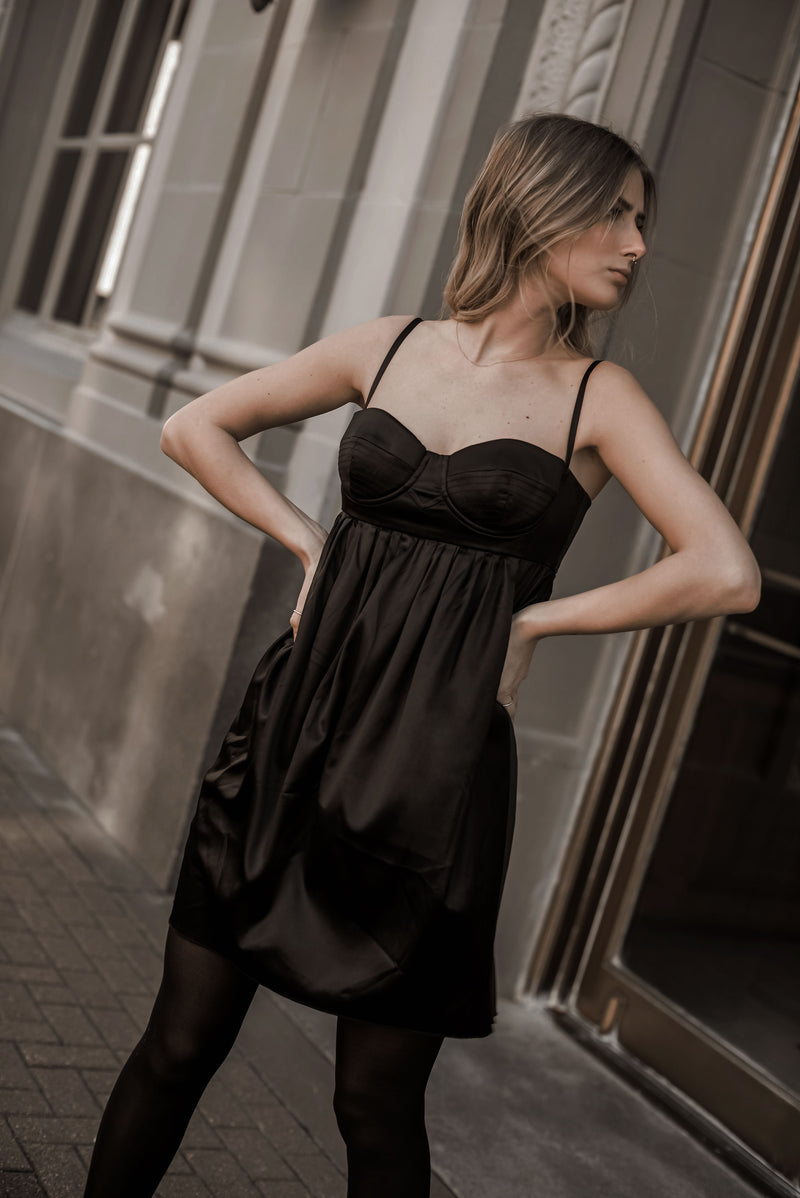 Dolce & Gabbana Black Silk Bustier Dress