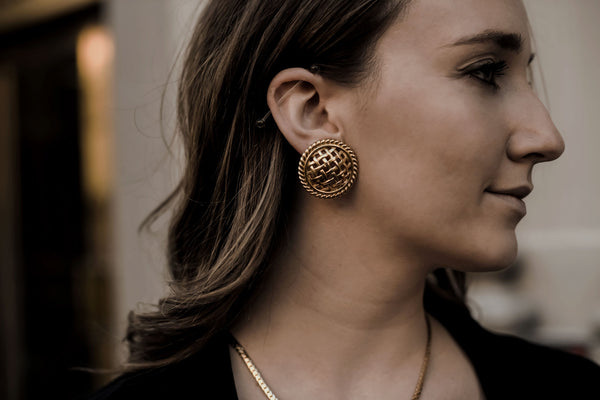 Christian Dior Lattice Weave Earrings